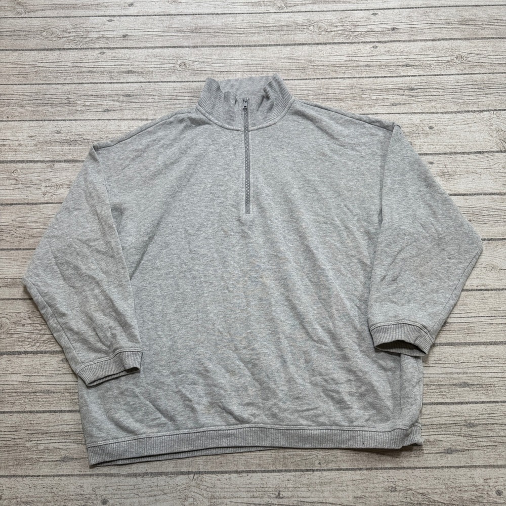 Aerie Sweatshirt Women's Medium Gray Oversized Quarter Zip Pullover Athleisure